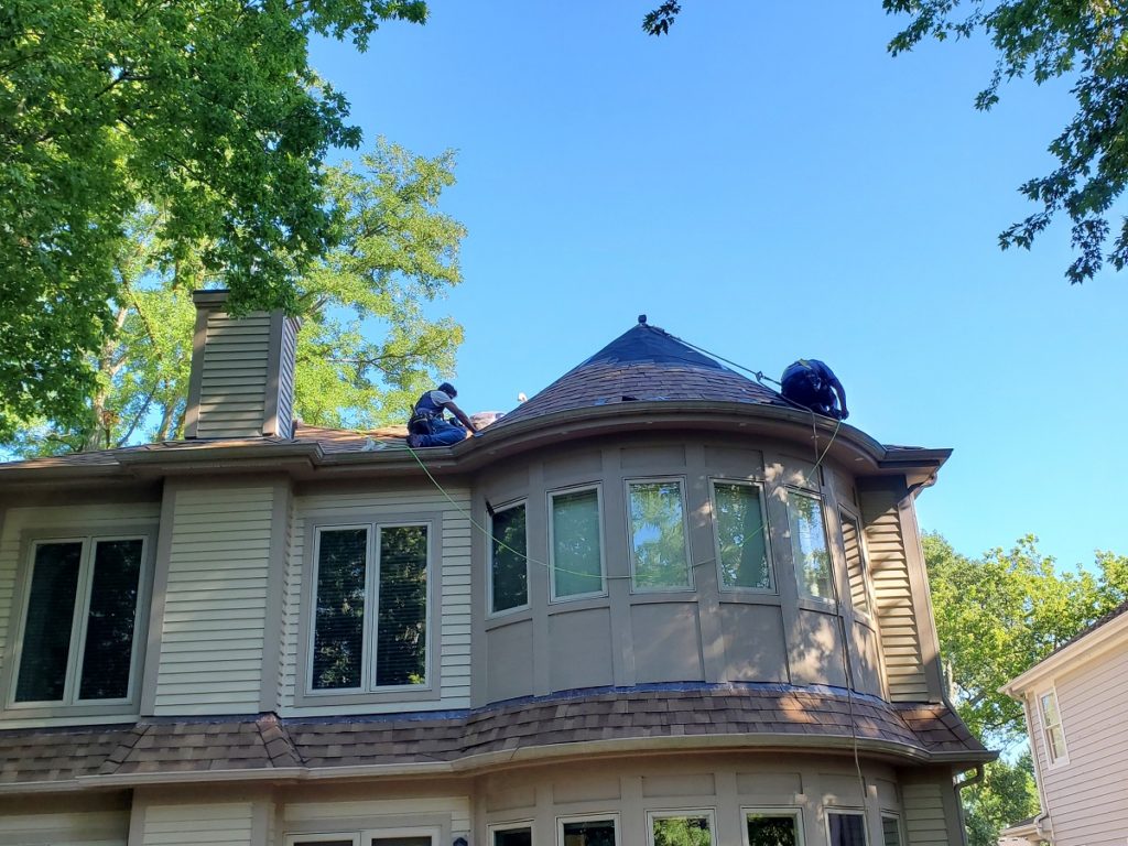 installing a turret at a winnetka roof replacement project